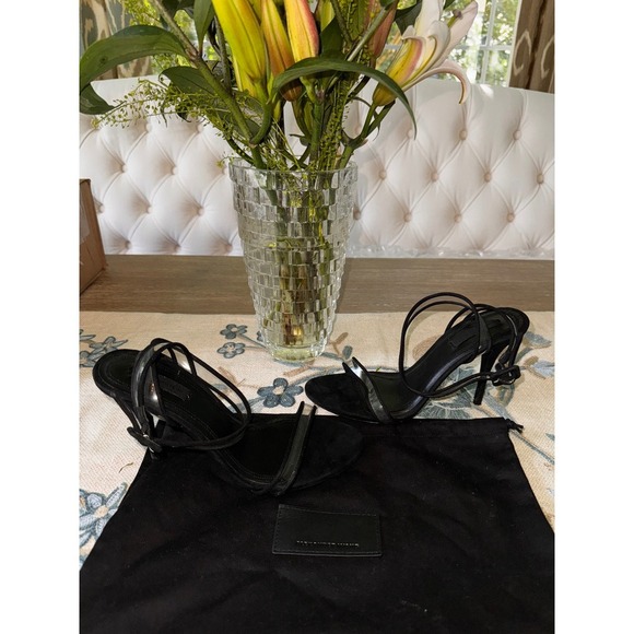 Alexander Wang Atalya‎ Black Suede Sandals Clear Strap Heels Size 38 - Picture 2 of 10